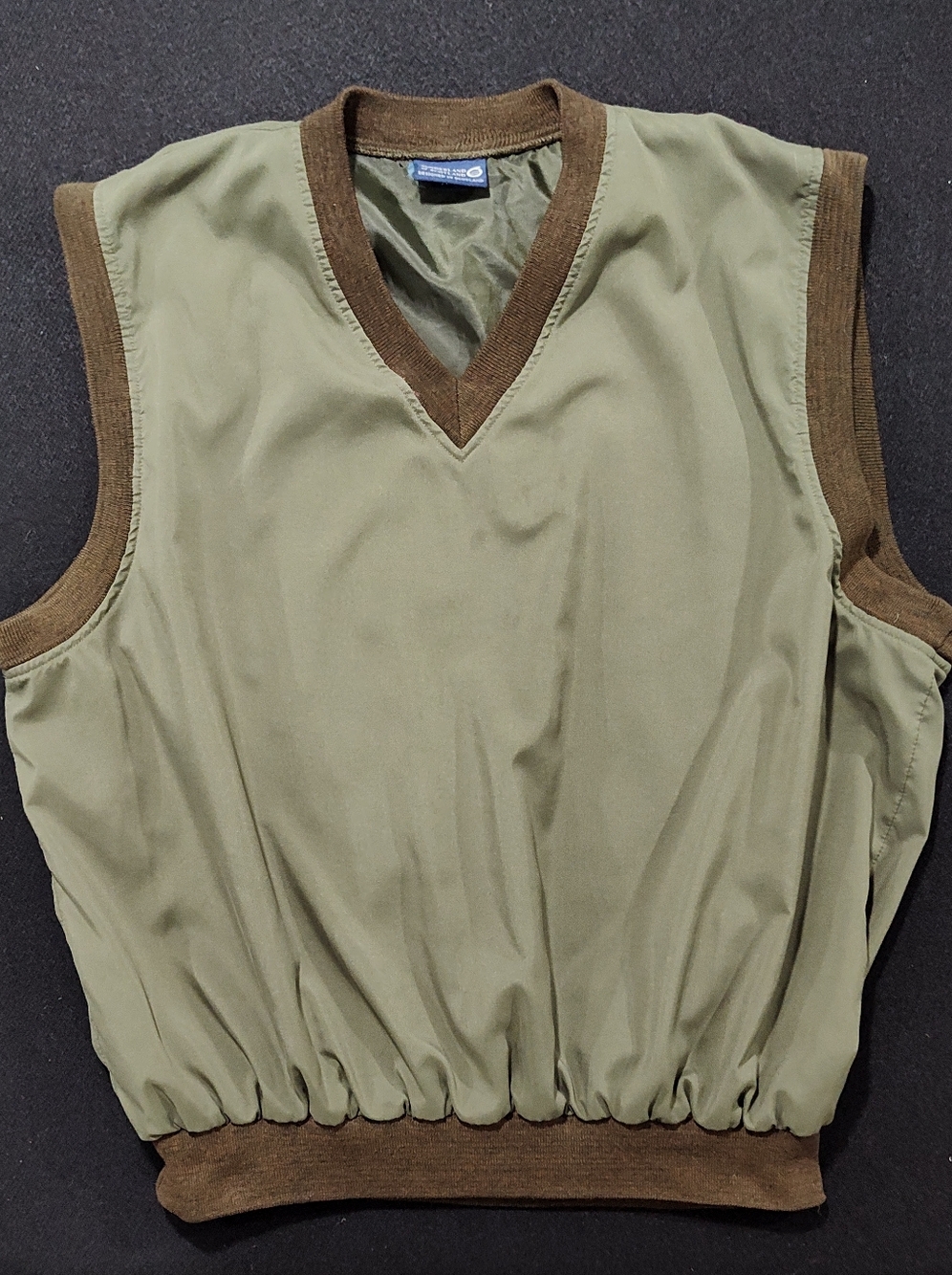 Sunderland Of Scotland Men's Olive Green Vest XXL Golf Pullover Made In USA